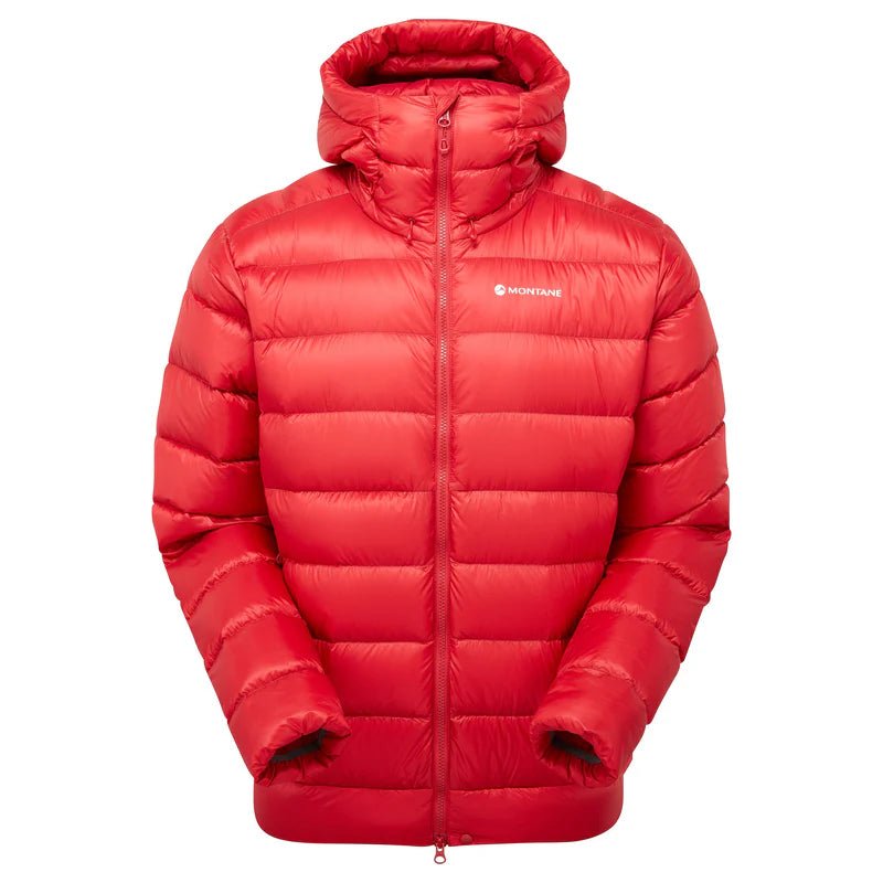 Montane Men&#39;s Anti - Freeze XT Hooded Down Jacket - Acer Red - Hill and Dale Outdoors