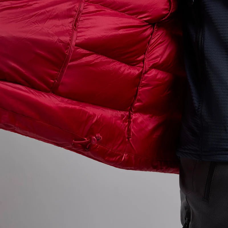 Montane Men&#39;s Anti - Freeze XT Hooded Down Jacket - Acer Red - Hill and Dale Outdoors