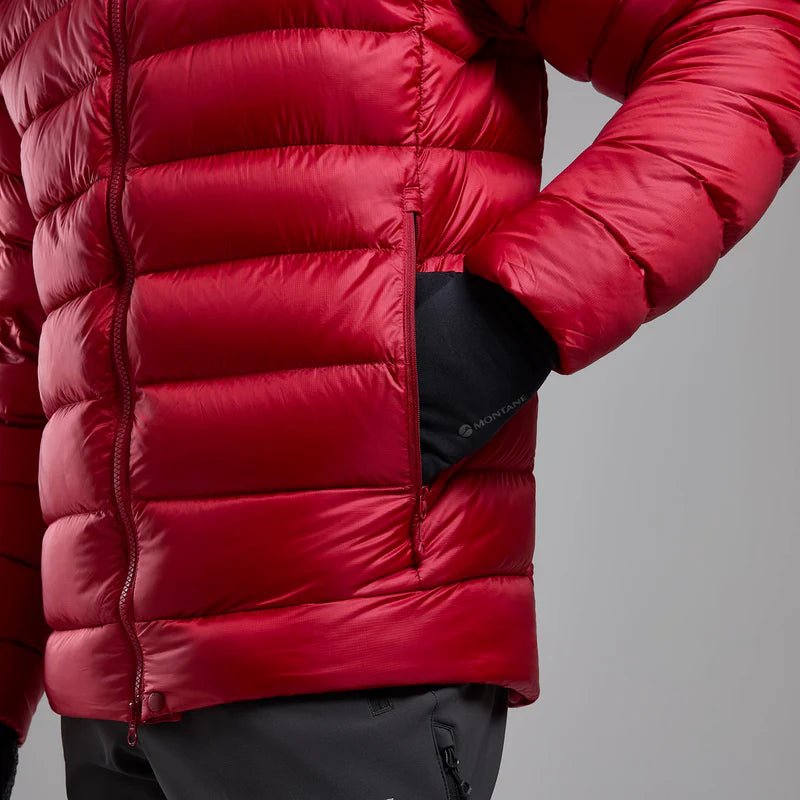 Montane Men&#39;s Anti - Freeze XT Hooded Down Jacket - Acer Red - Hill and Dale Outdoors