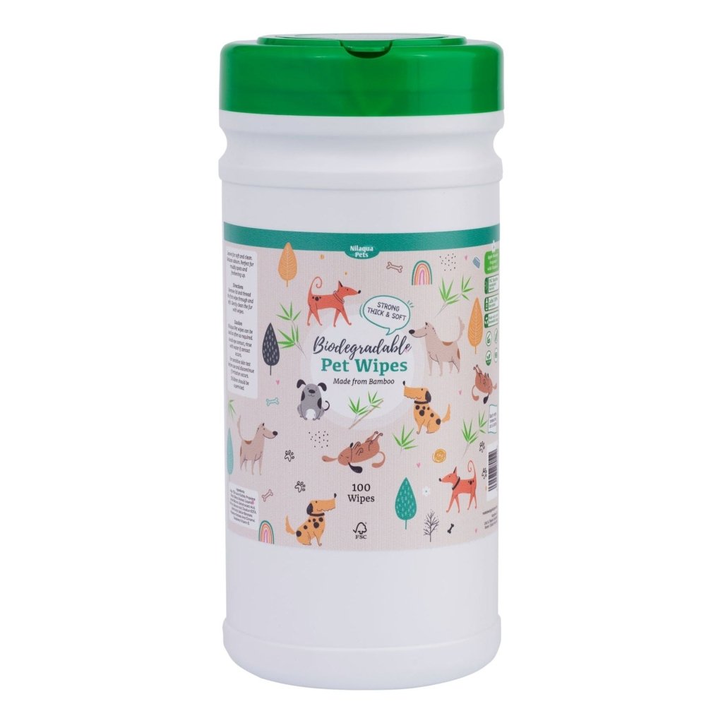 Nilaqua Pet Bamboo Biodegradable Pet Wipes Canister 100pk - Hill and Dale Outdoors