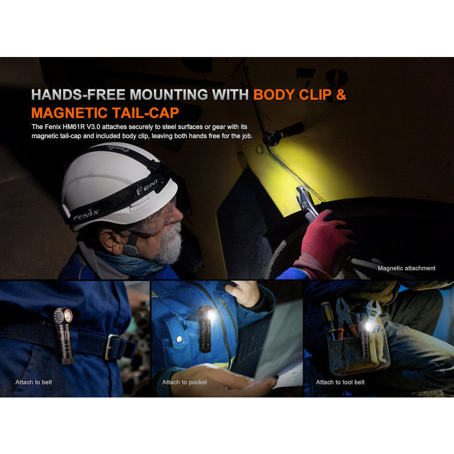 Fenix HM61R V3.0 1600 Lumens Magnetic Rechargeable Headtorch/Handtorch